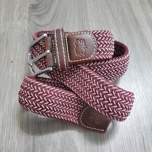 Roostas Belt Mens Small Burgundy The Biloxi Woven Braided Stretch Elastic Golf